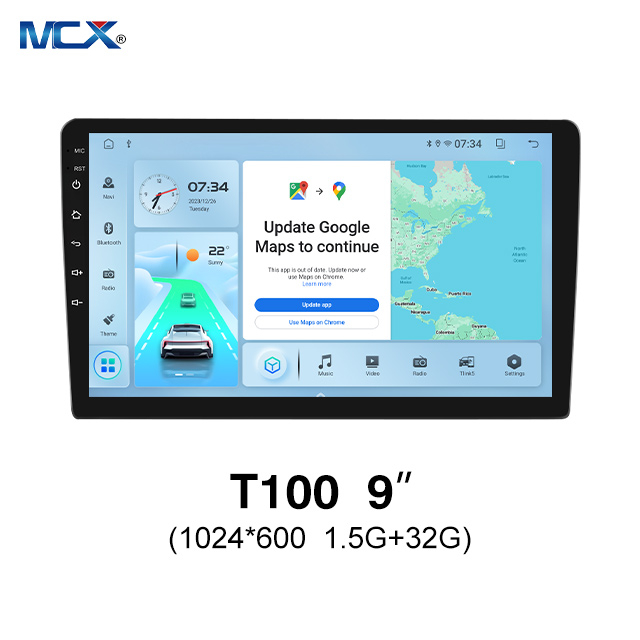 MCX T100 9-дюймовый 1024*600 1,5G+32G Автомобильная аудиосистема с автоконструктором Android