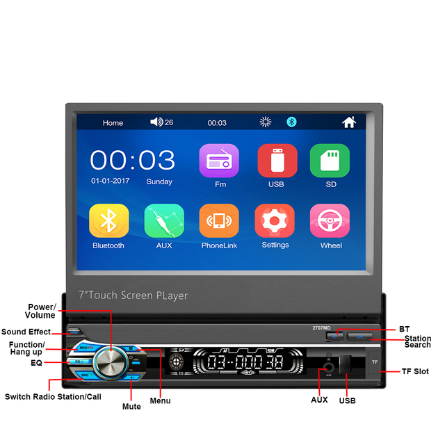MCX 7-дюймовый сенсорный экран для автомобильной навигации 2+16G, один Din, Inc.