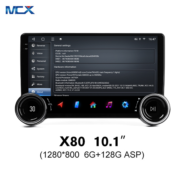 MCX X80 10,1-дюймовый 6+128G ASP Double Din Apple Carplay с ручкой громкости Автомобильный плеер на заказ