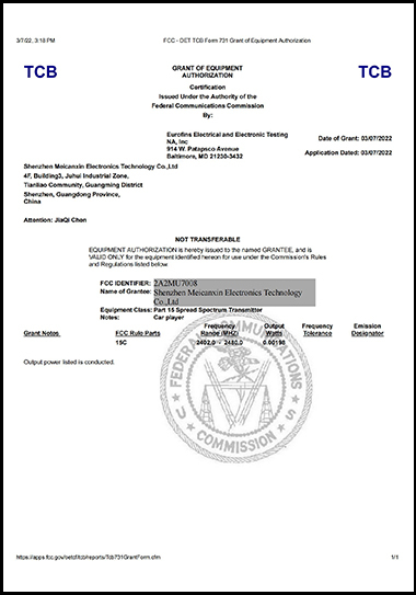 Грант FCC 118025 (DSS)